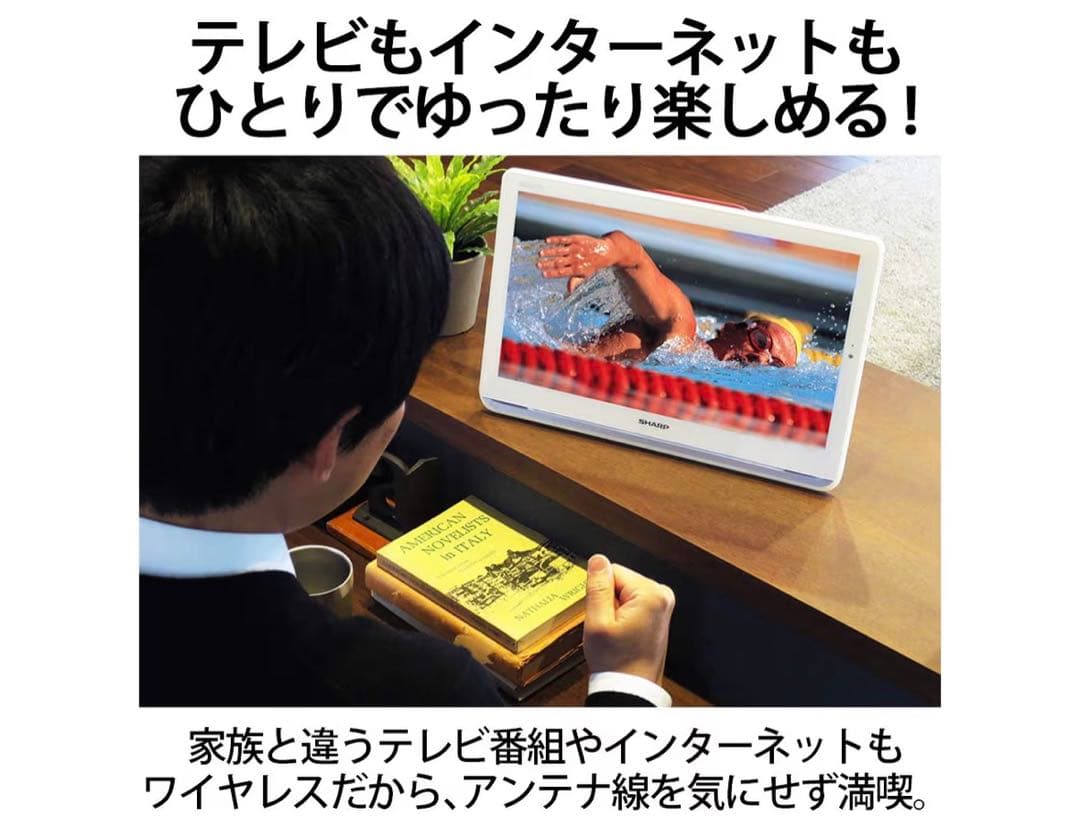 AQUOS 2T-C12AP-B 防水&ワイヤレス　ポータブル　テレビ