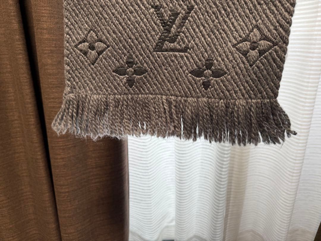 ルイヴィトン マフラー エシャルプ ロゴマニア グレー ウール シルク