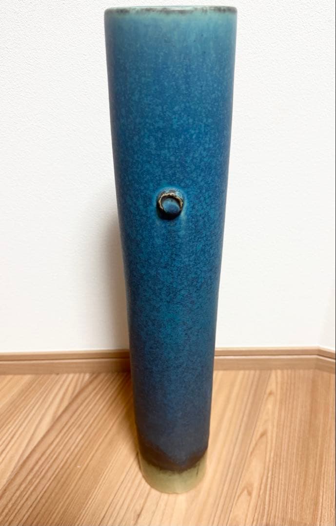 信楽焼　ブルー　大型 投入 花器