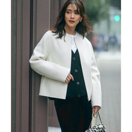 23区　ウールリバー ショート ブルゾン　ベージュ系　38M