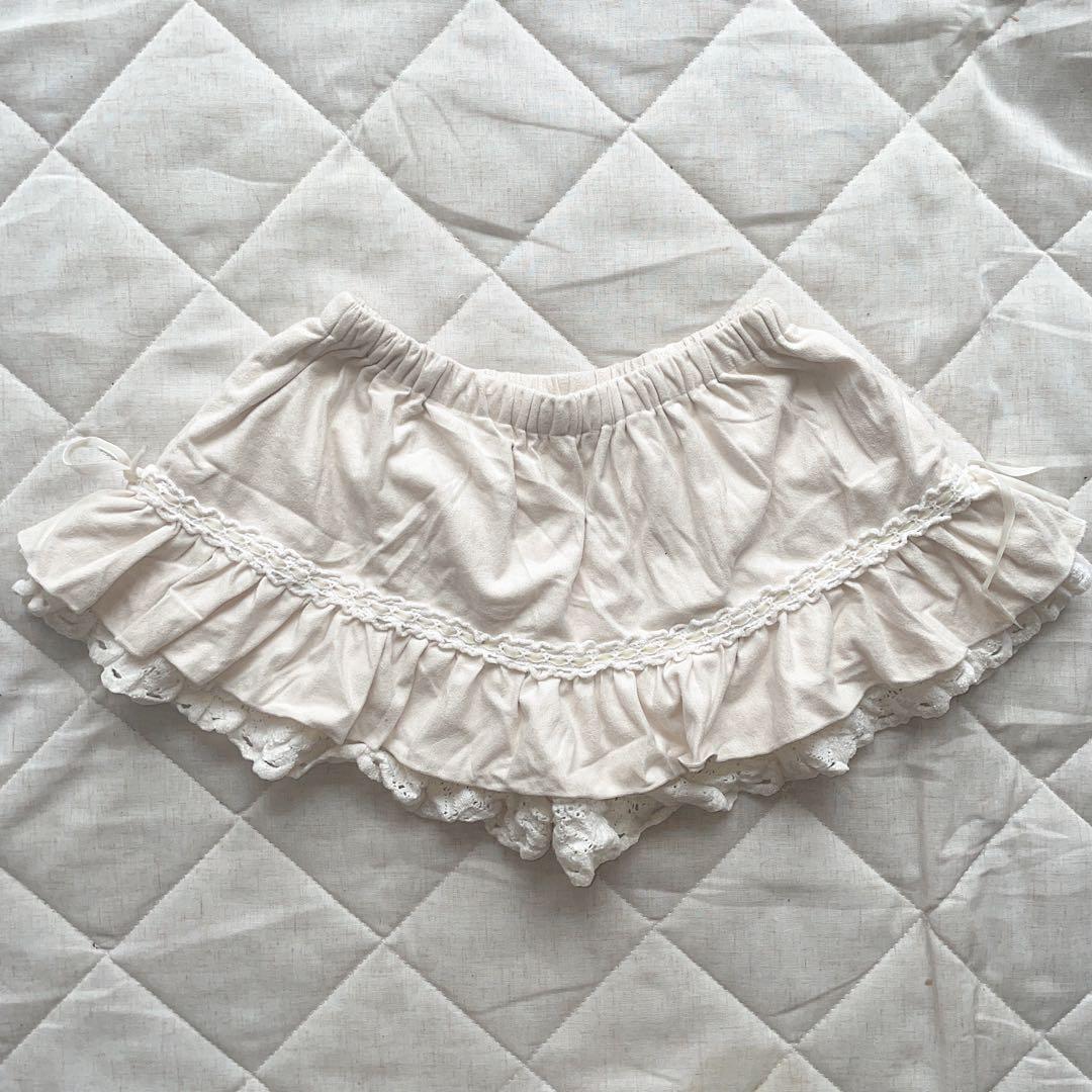00s 希少 LIZLISA ホワイト起毛ハシゴレースフリルスカパン 姫カジ