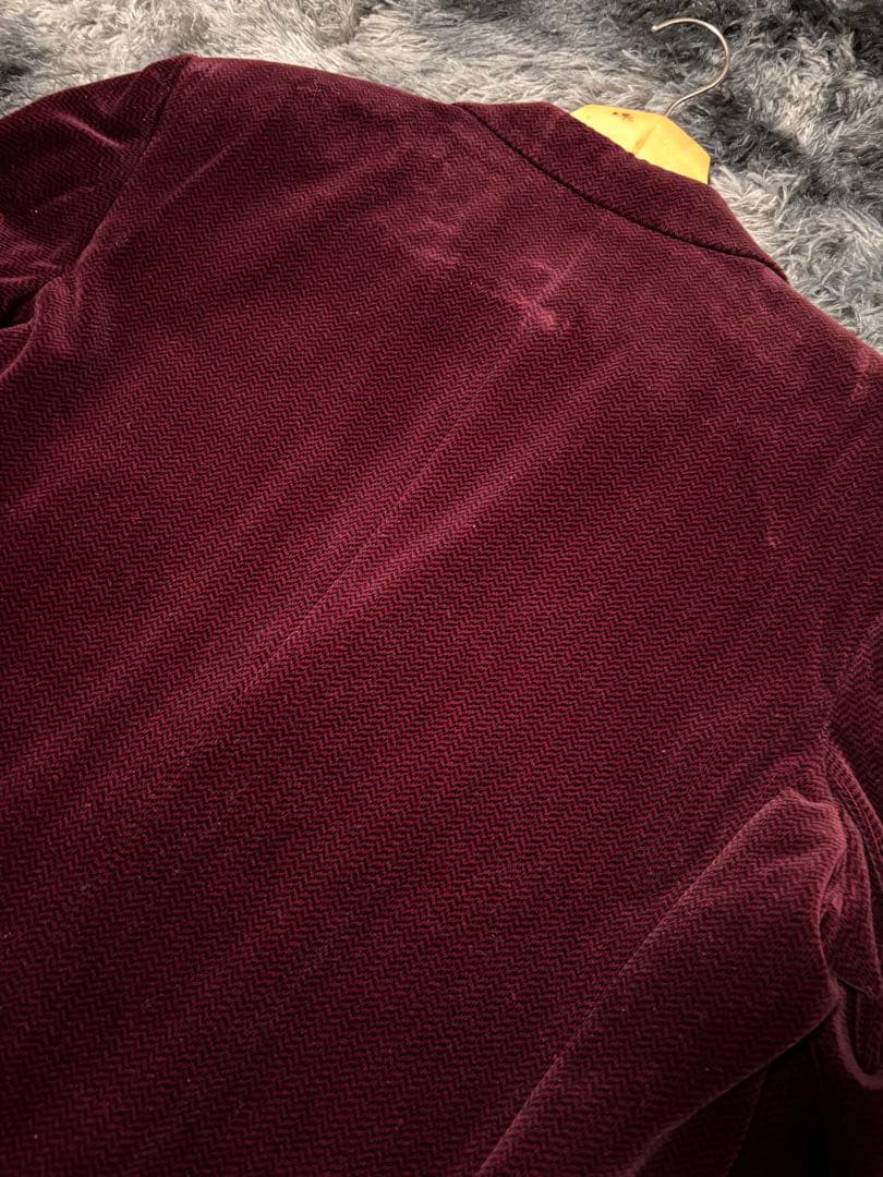 レトロ 90s 古着 総柄 コーデュロイ テーラード ジャケット 裏地蝶柄