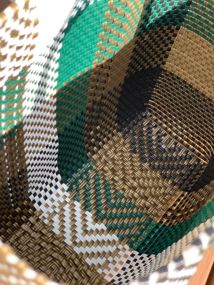 新品 大人気オアハカ産 メルカドバッグ メキシコ Sサイズ モスグリーンゴールド