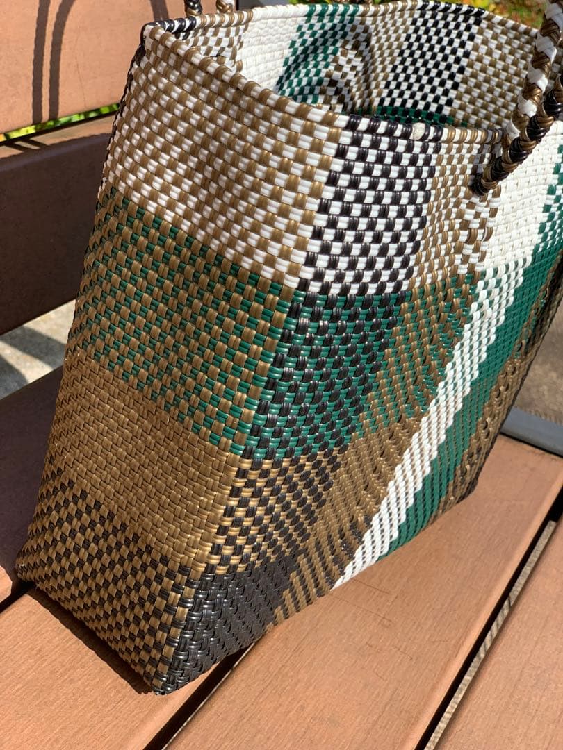 新品 大人気オアハカ産 メルカドバッグ メキシコ Sサイズ モスグリーンゴールド