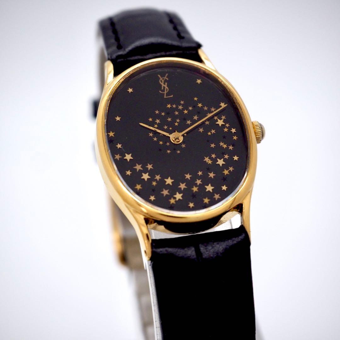 79 稼働【希少】イヴサンローラン　時計　レディース　星　オーバル　ゴールド