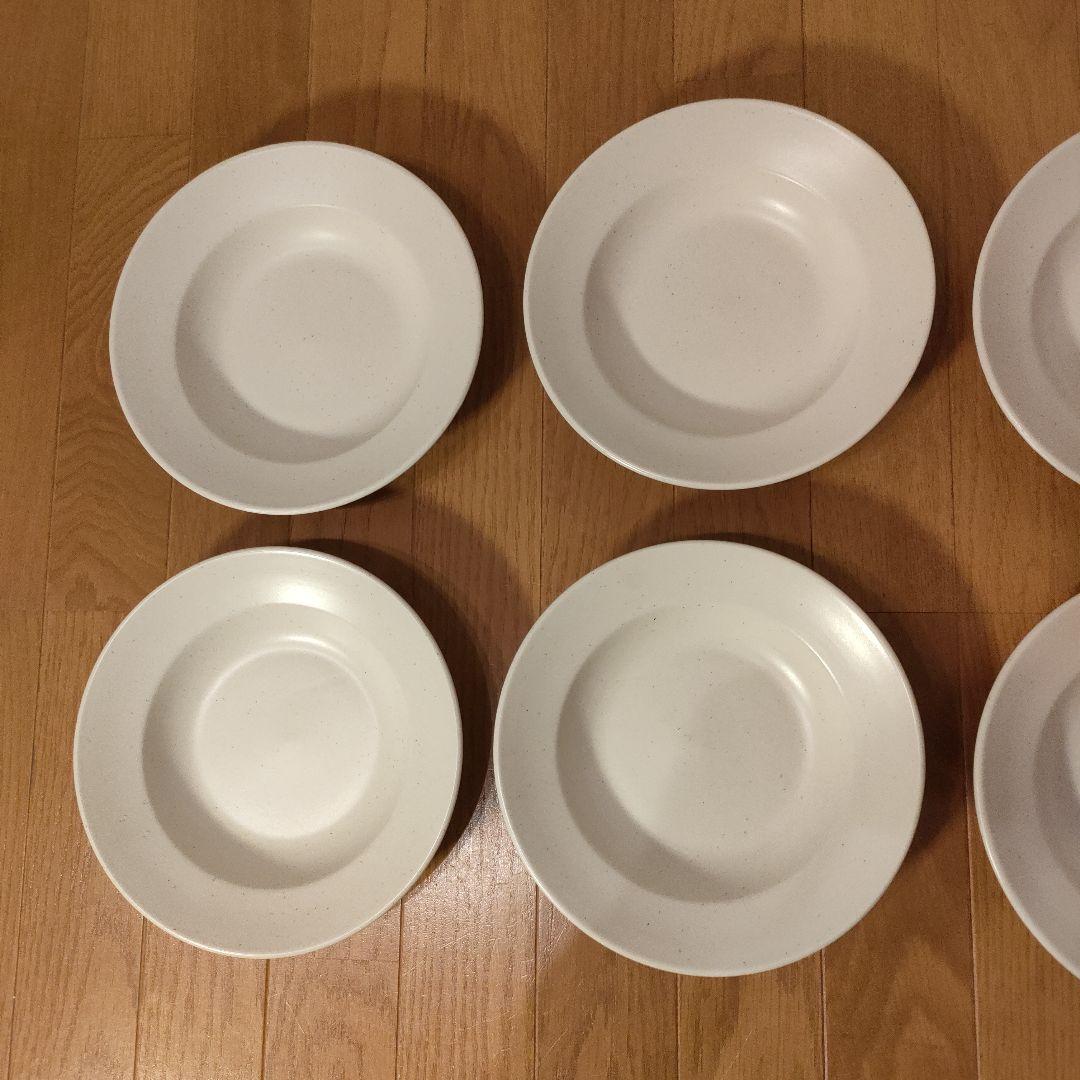 陶器 深皿 6枚セット 約21.5cm 白粉引（黒い斑点） パスタ・スープ皿 ③