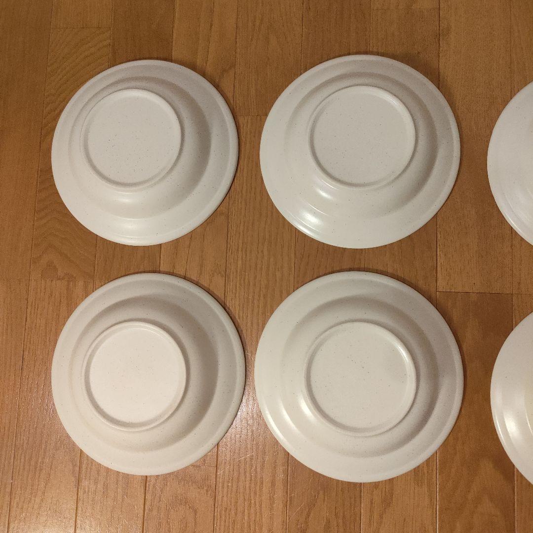 陶器 深皿 6枚セット 約21.5cm 白粉引（黒い斑点） パスタ・スープ皿 ③