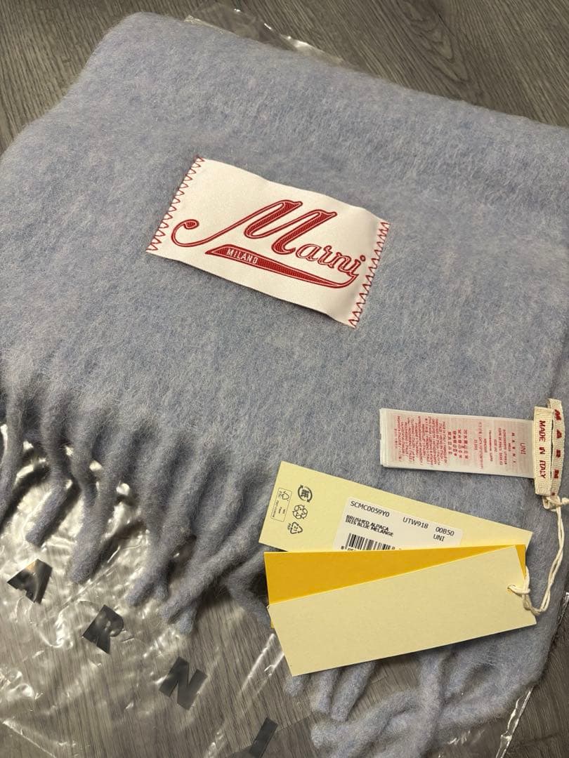 【新品未使用】MARNI マルニ　アルパカ　スカーフ　イリスブルー　【タグ付】