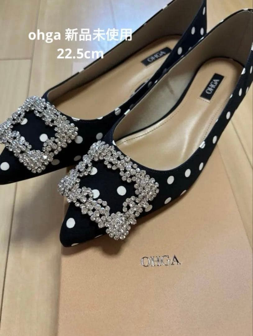 新品未使用ohga ドットビジューパンプス　22.5