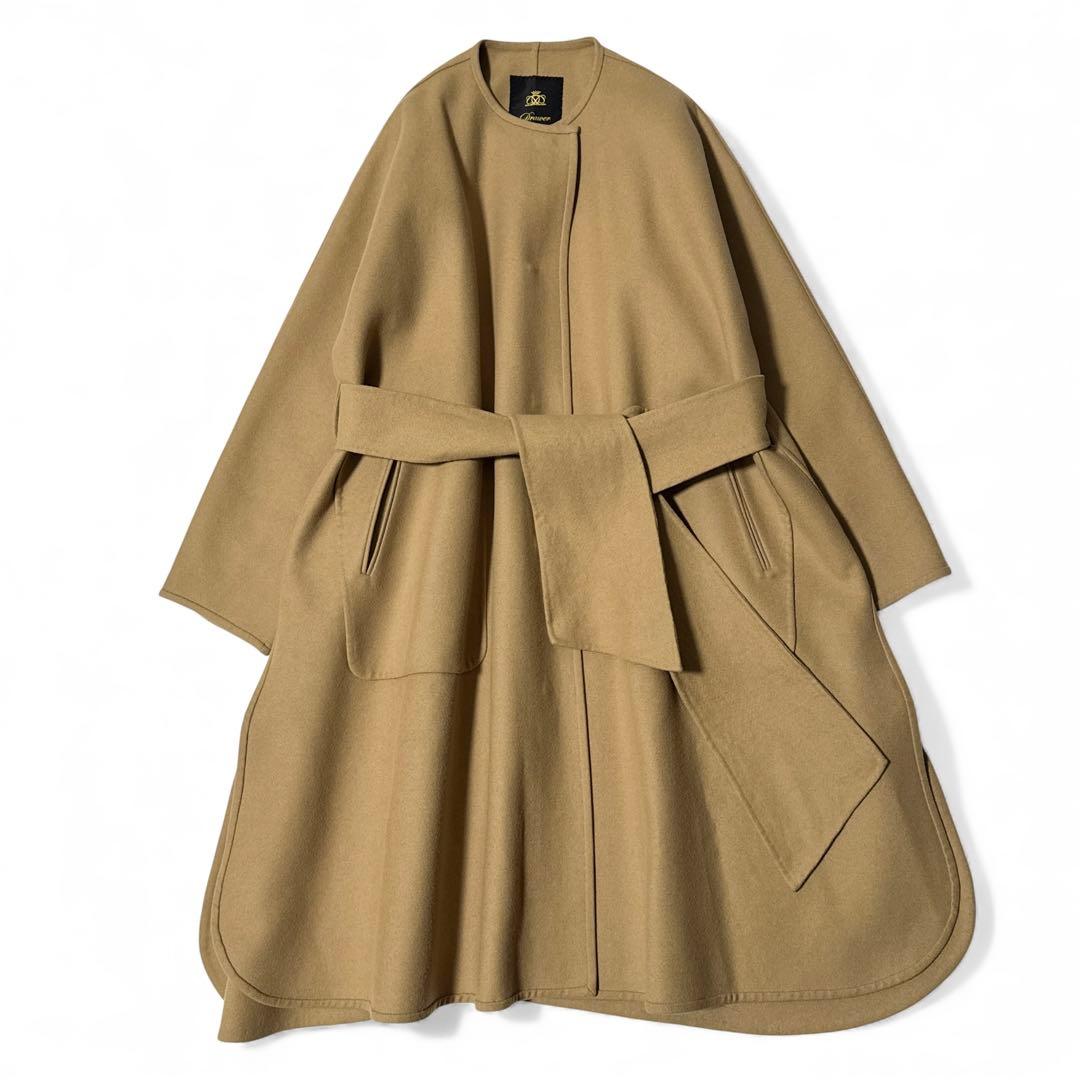 定価16万✨　ドゥロワー　ウールメルトンリバーノーカラーコート　ベージュ　38