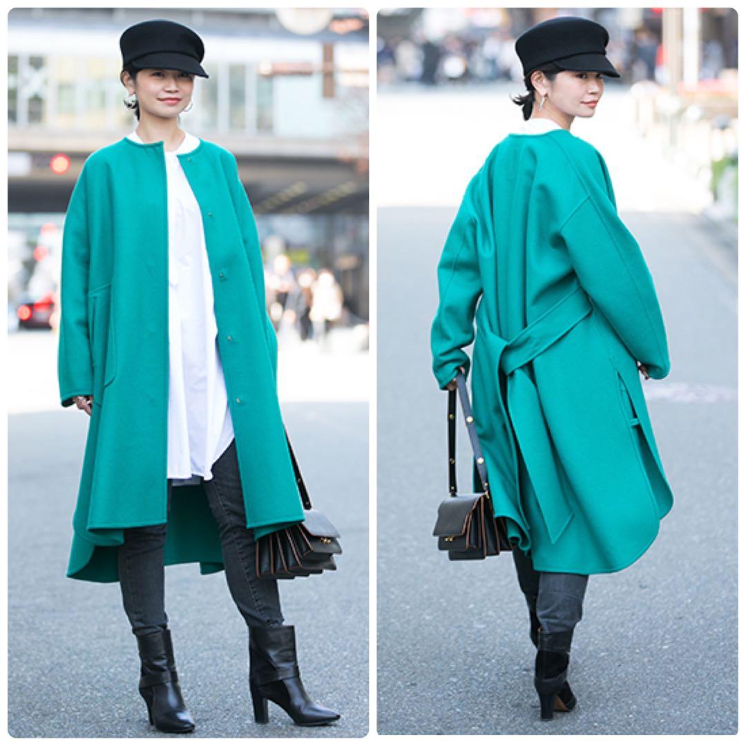 定価16万✨　ドゥロワー　ウールメルトンリバーノーカラーコート　ベージュ　38