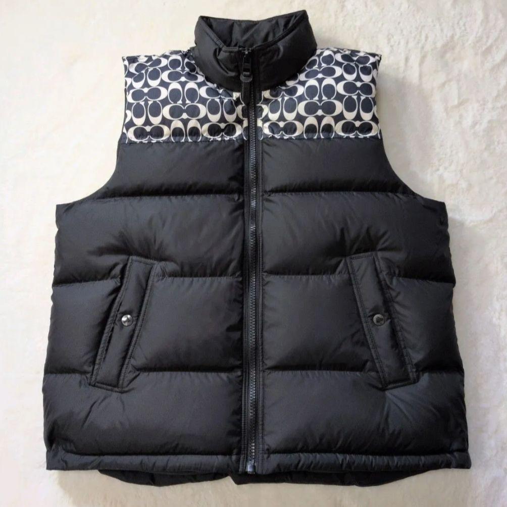 【極美品】COACH コーチ シグネチャー ダウンベスト XL 黒 メンズ