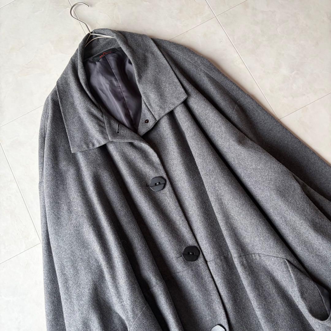 美品✨アートミックス 萌 変形 ビッグシルエット ウールコート グレー O/S