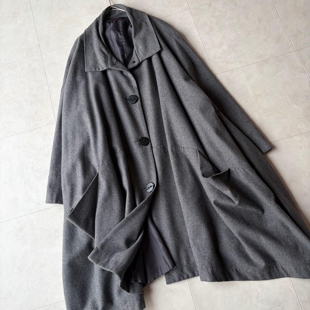 美品✨アートミックス 萌 変形 ビッグシルエット ウールコート グレー O/S