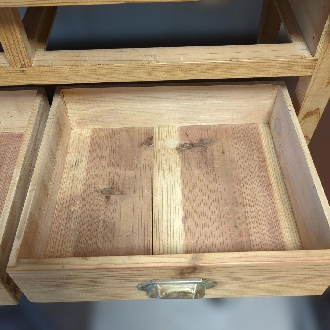 木製アンティーク ローテーブル2引き出し