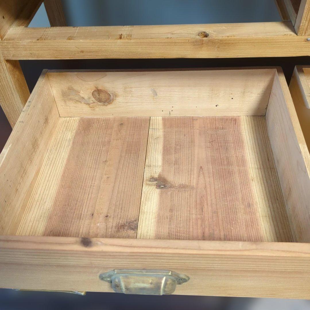 木製アンティーク ローテーブル2引き出し