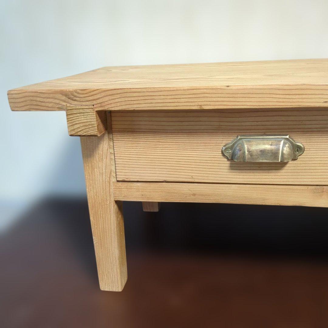 木製アンティーク ローテーブル2引き出し