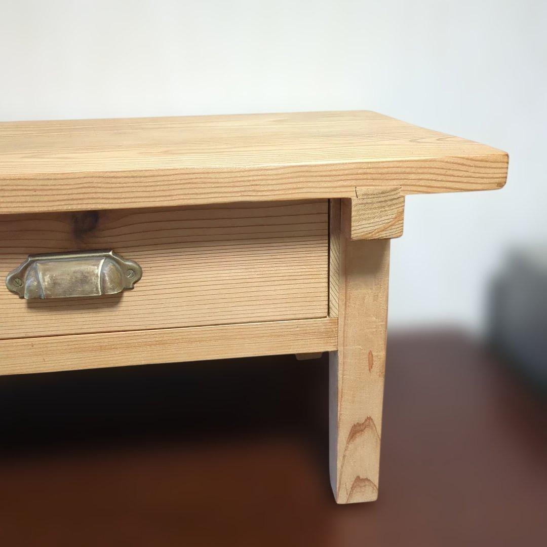 木製アンティーク ローテーブル2引き出し