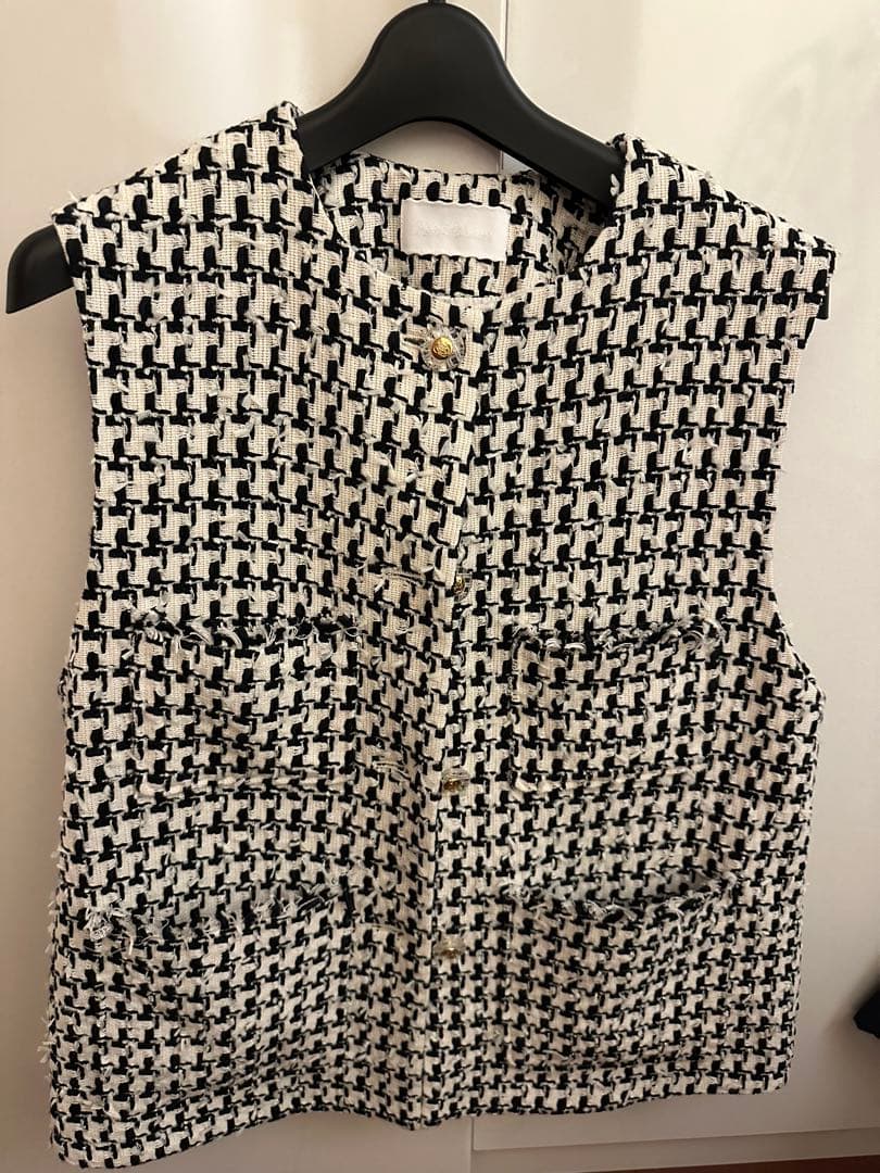 rosymonsterツイードジレ(白黒)