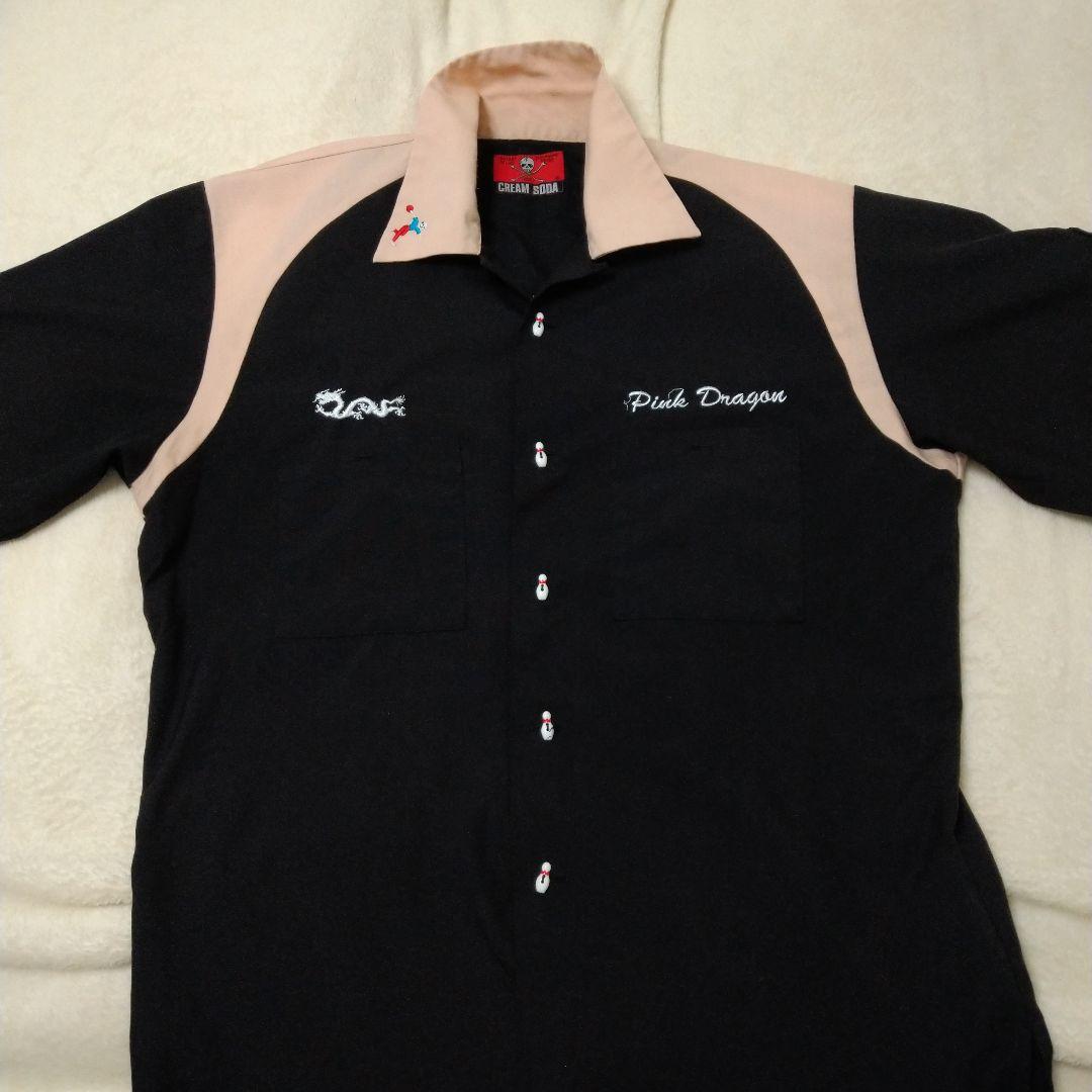 クリームソーダピンクドラゴン ボウリングシャツ