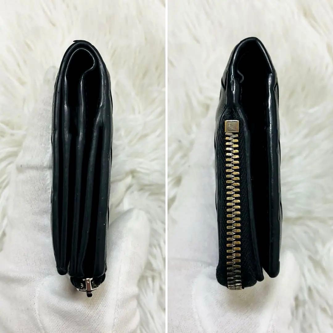 極美✨ボッテガ 二つ折り財布 ラウンド イントレ レザー ブラック
