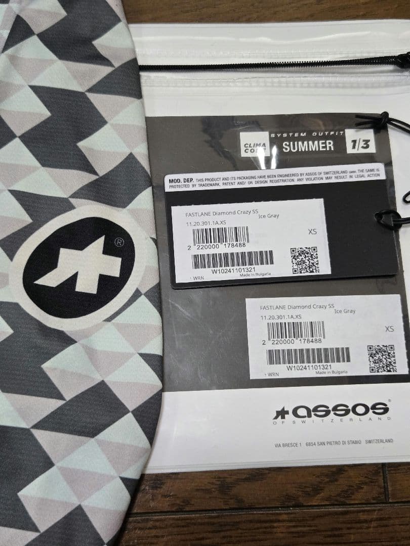 美品ASSOS FASTLANE DIAMOND CRAZY SSジャージ XS