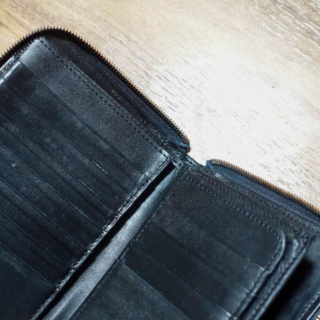 itti 財布 二つ折り 黒桟革 イッチ