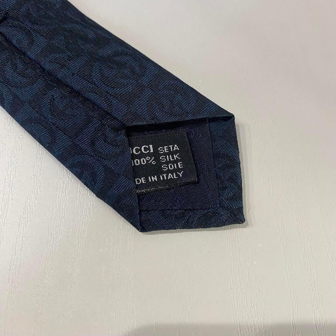 GUCCI グッチ ネクタイ GGロゴ シルク100% イタリア製 ネイビー