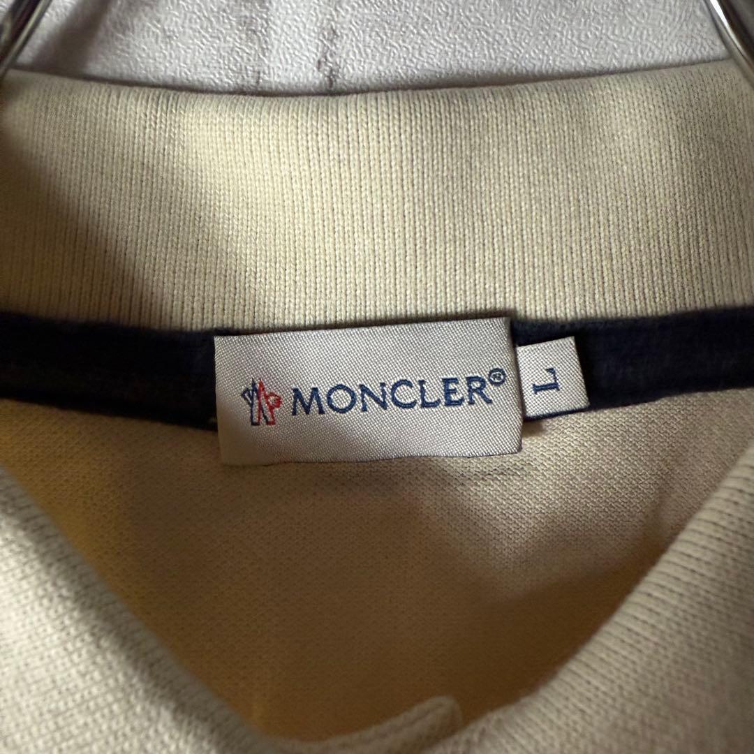[鑑定済]モンクレール☆ワッペンロゴポロシャツ 希少ベージュ Lサイズ