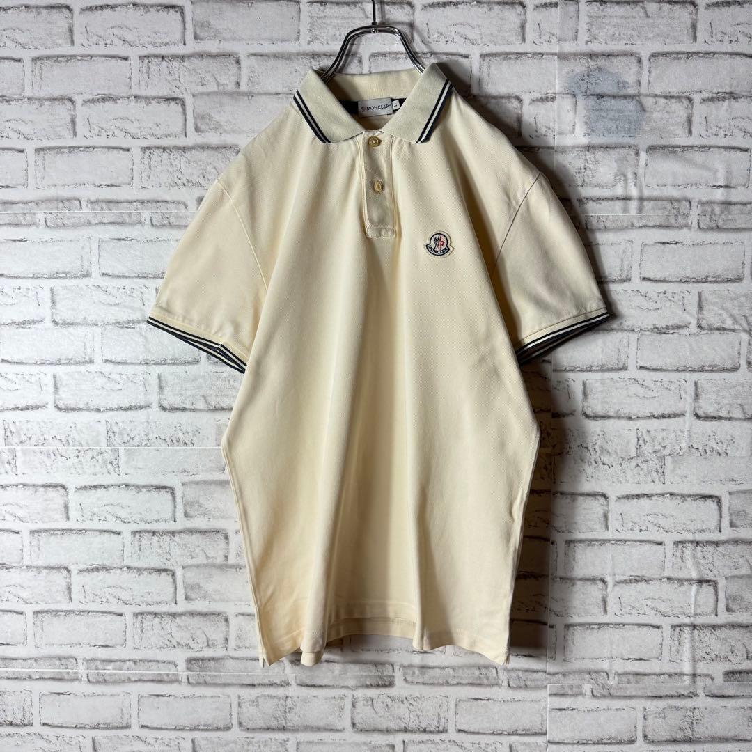 [鑑定済]モンクレール☆ワッペンロゴポロシャツ 希少ベージュ Lサイズ