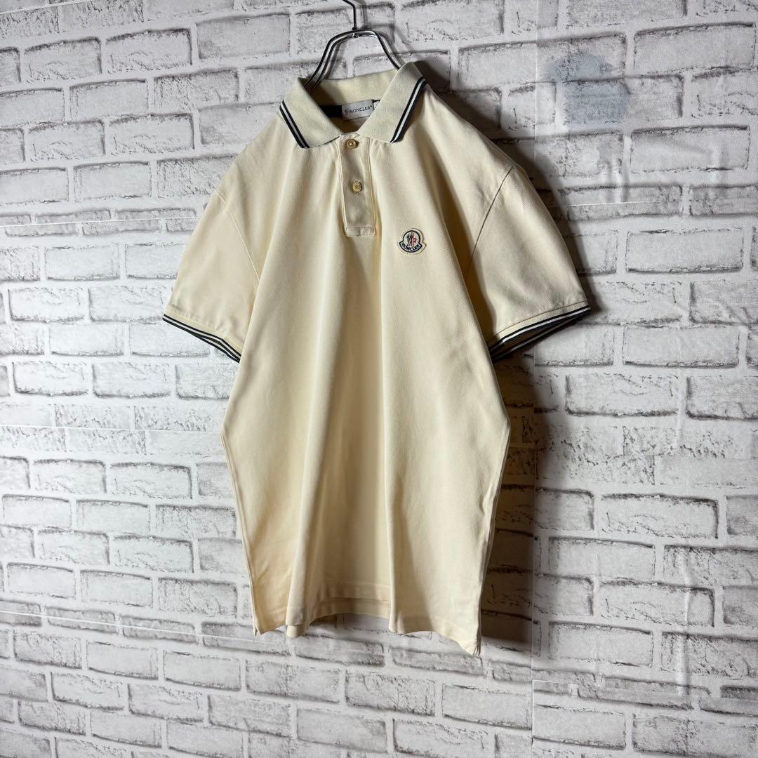 [鑑定済]モンクレール☆ワッペンロゴポロシャツ 希少ベージュ Lサイズ