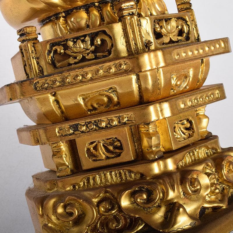 仏教美術　木彫鍍金　阿弥陀如來座像　仏像　厨子付　V　8159