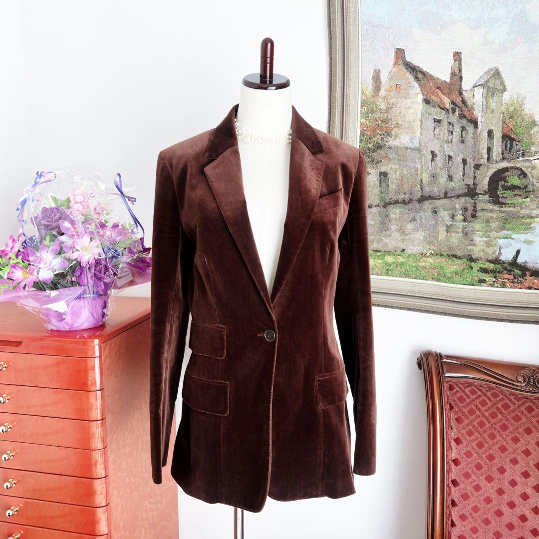 美品　HERMES エルメス　ベロア　上質の極み ジャケット　レザー　冬の光沢