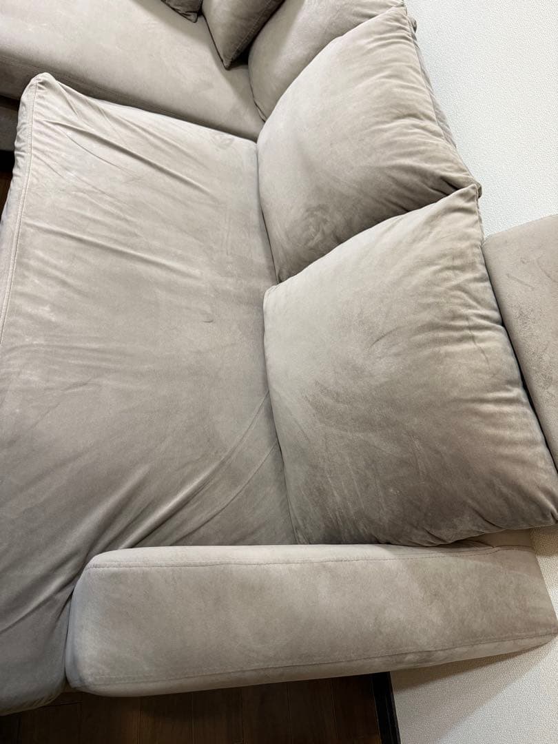 LOWYA グレー L字型ファブリックソファ