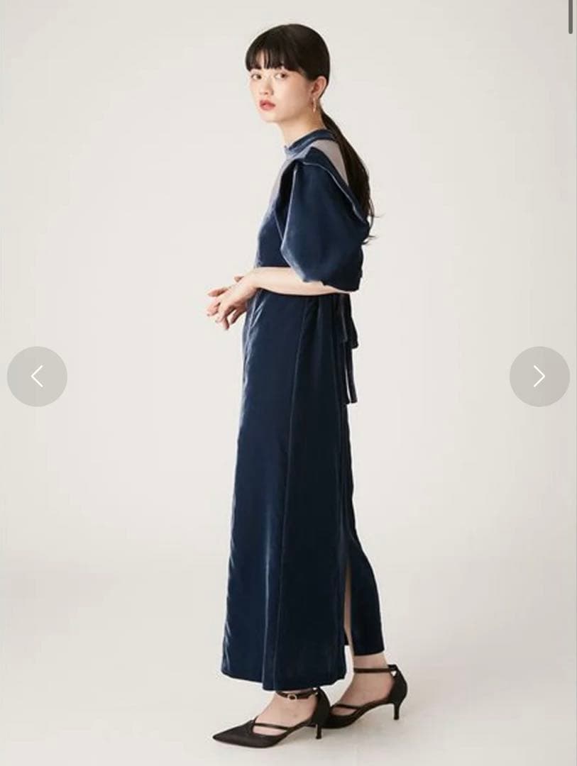 【お値下げ中】LILY BROWN シアーネックベロアドレス　0サイズ