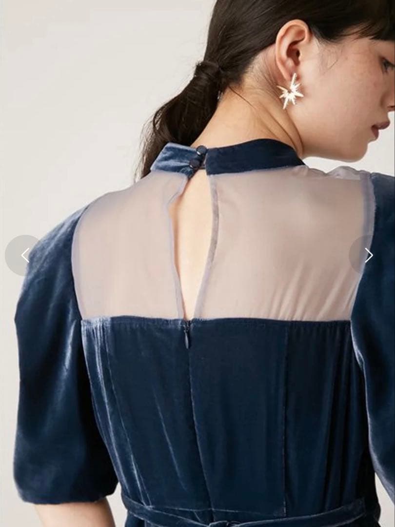 【お値下げ中】LILY BROWN シアーネックベロアドレス　0サイズ