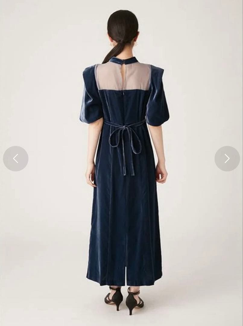 【お値下げ中】LILY BROWN シアーネックベロアドレス　0サイズ