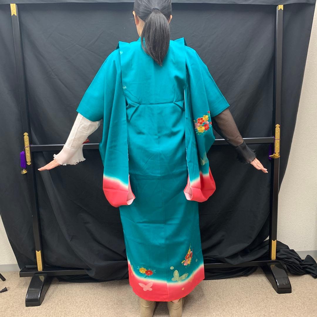 508agu16.410ag11□七五三 7歳 女児 着物のみ 金彩 御所車 花