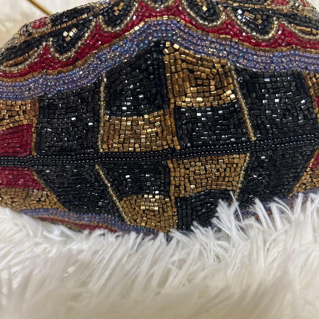 【極美品】ビーズ　ハンドバッグ　LUMY はしもと　パーティー　モルティ