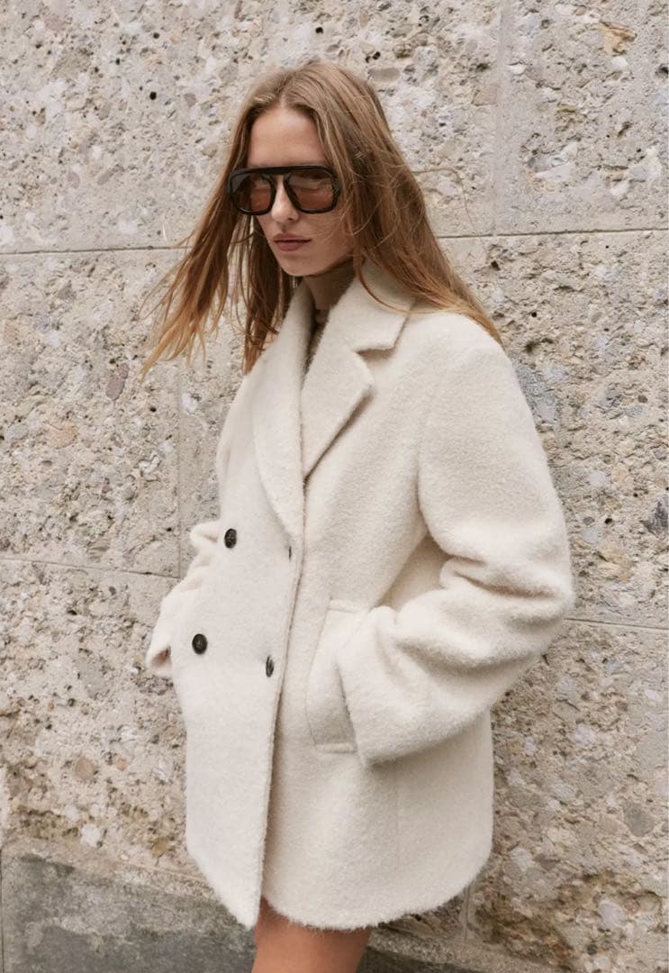 ZARA ブークレダブルブレストミディ丈コートＳサイズ完売品　ザラ