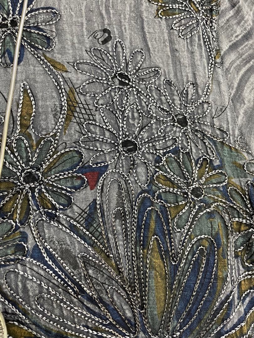 花938新品koibitomisaki 綿麻 刺繍付きAラインTU/951