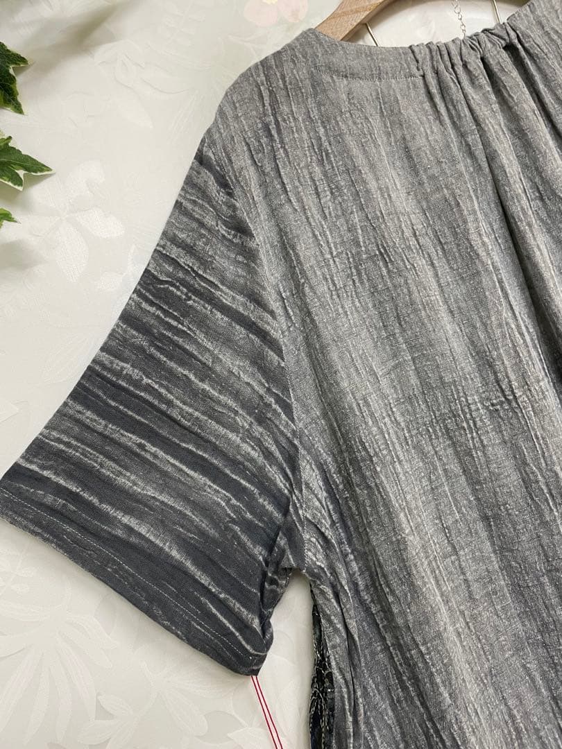 花938新品koibitomisaki 綿麻 刺繍付きAラインTU/951