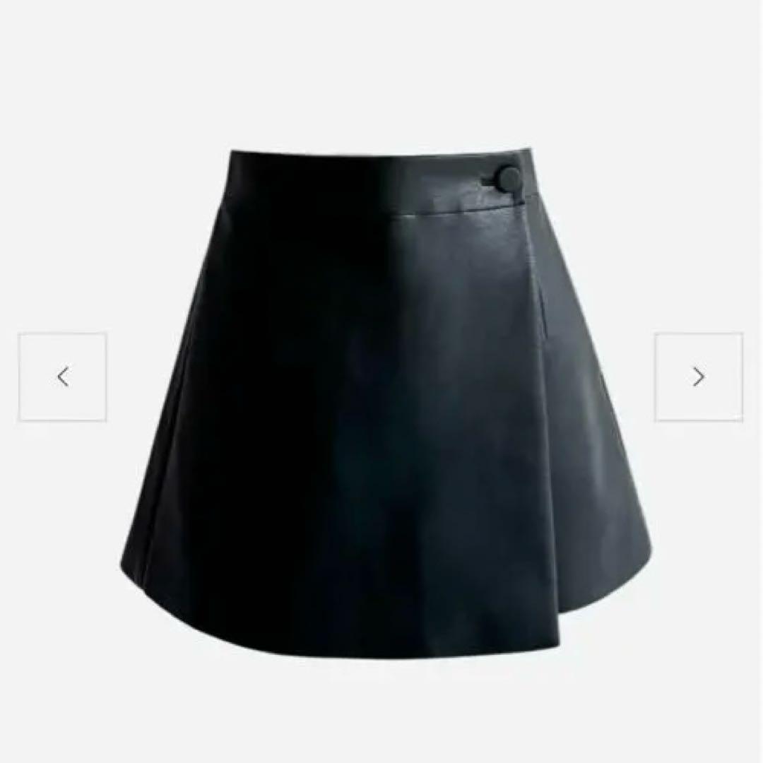 sheller leather like wrap culottes ブラック