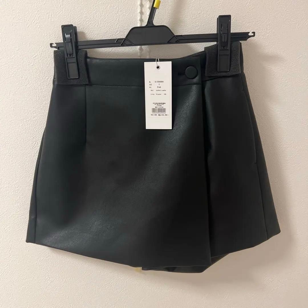 sheller leather like wrap culottes ブラック