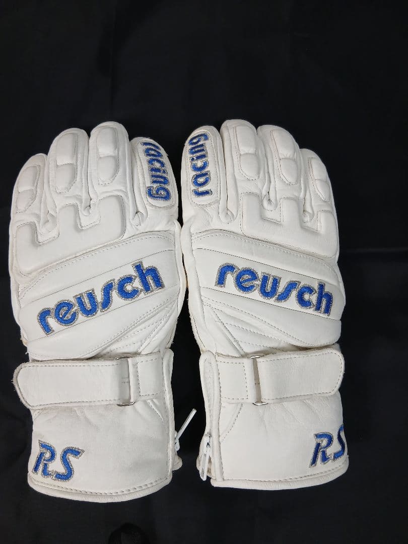 （中古美品）REUSCH ホワイトブルーのスキーグローブ RSサイズ7
