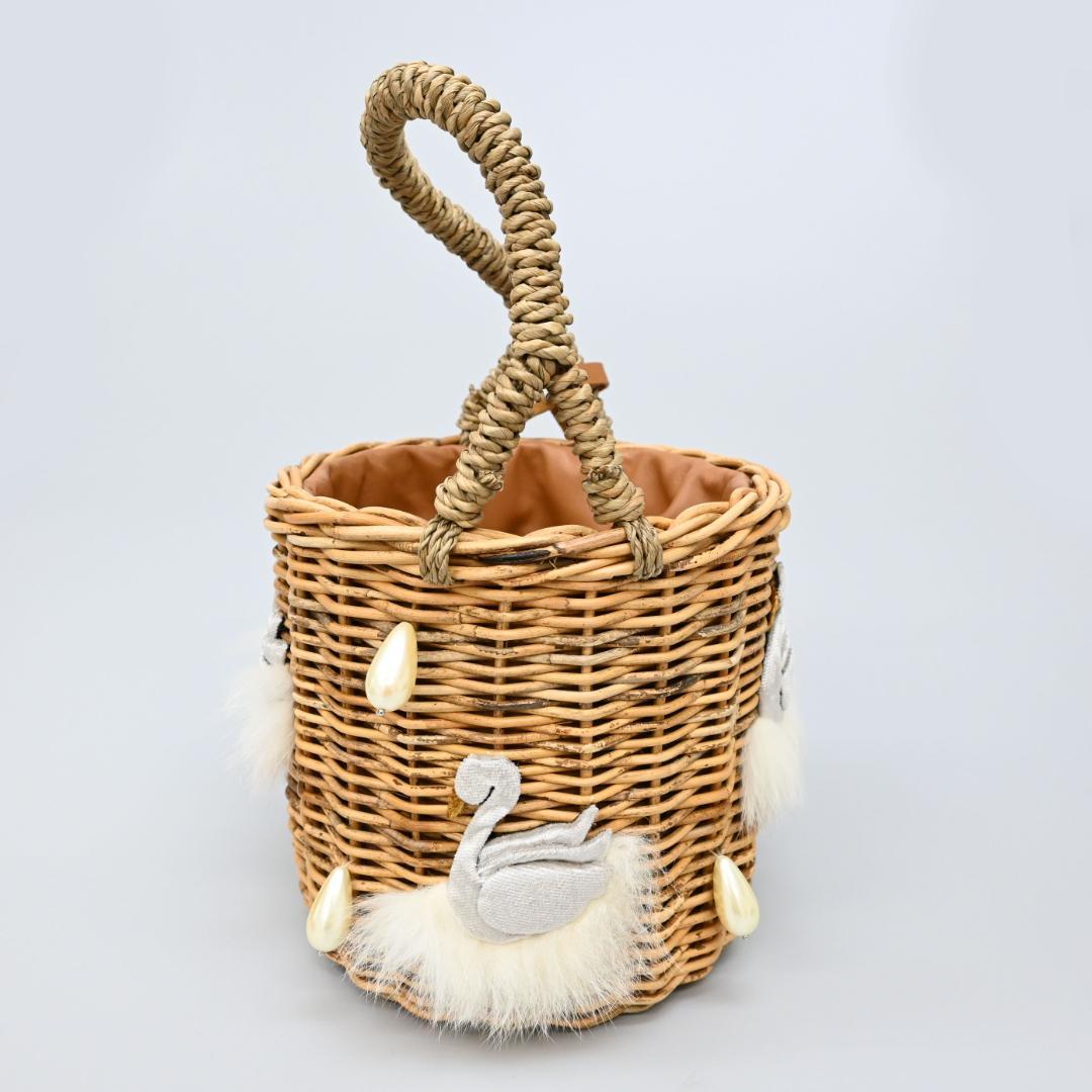 46212★LUDLOW ラドロー カゴバッグ スワン ラタン　ハンドバッグ