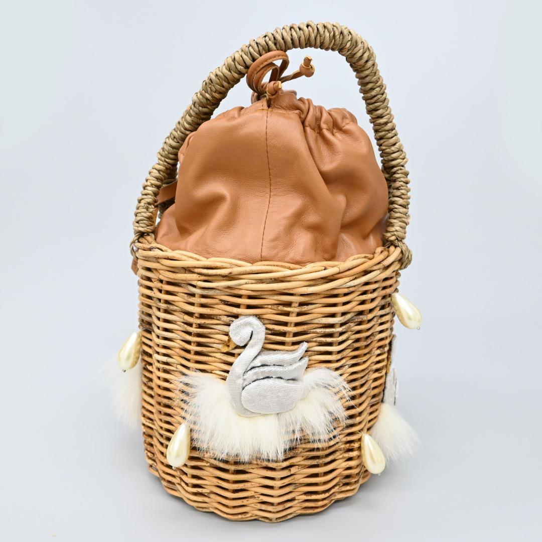 46212★LUDLOW ラドロー カゴバッグ スワン ラタン　ハンドバッグ