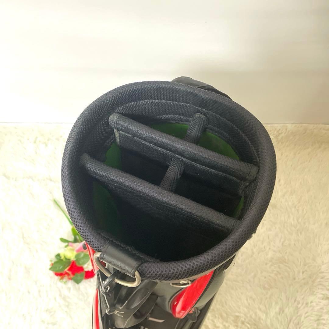 良品✨ミズノゴルフ キャディバッグ カート式 バランス型 軽量 黒赤 フード付き