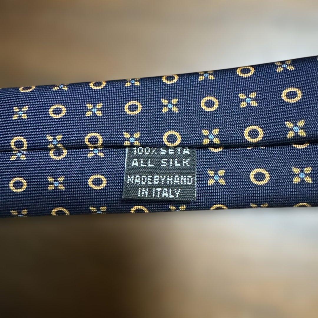 E. MARINELLA ネイビー小紋ネクタイ