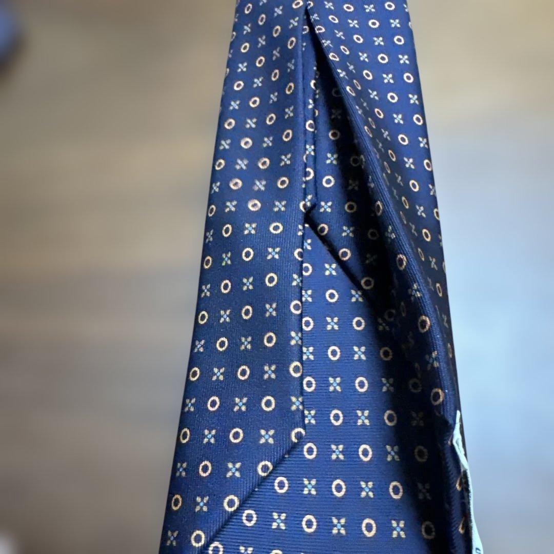 E. MARINELLA ネイビー小紋ネクタイ
